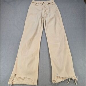 Social Tourist Straight Jeans Womens 26 Tan Corduroy Ultra High Rise Distressed